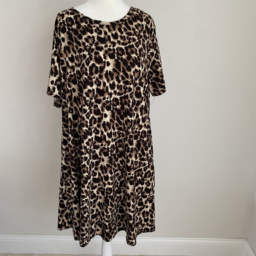 Womens 2XL Cheetah/Leopard Tee T-shirt Dress Stretch Short Sleeve